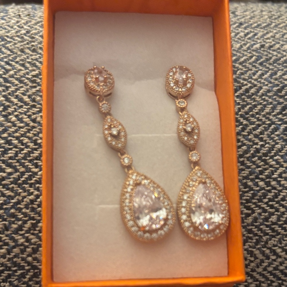 Sparkling Gold and Silver Teardrop Earrings